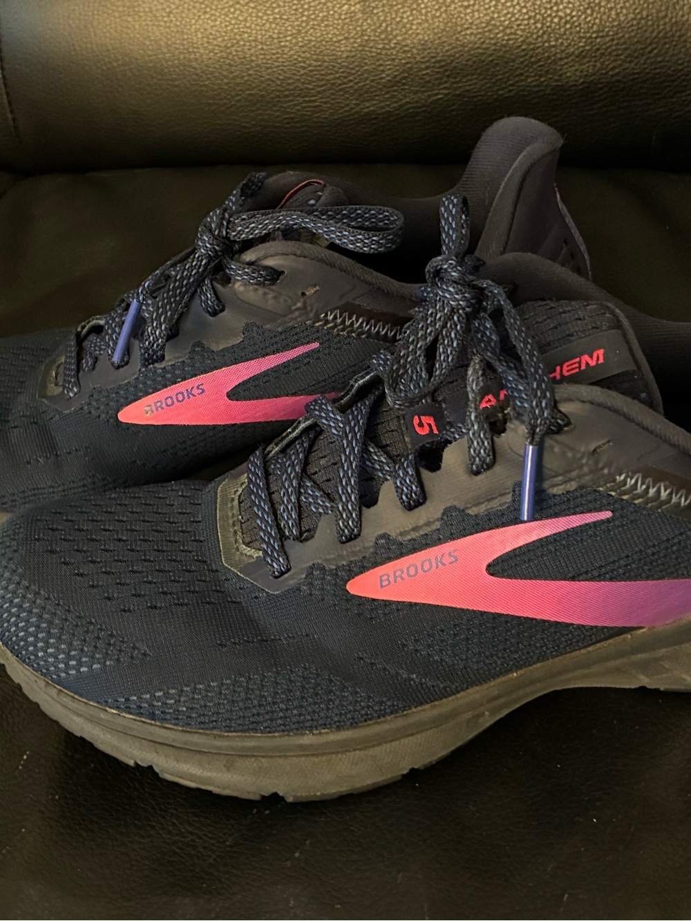 Brooks Women’s Navy Athletic Shoes with Pink Accent
